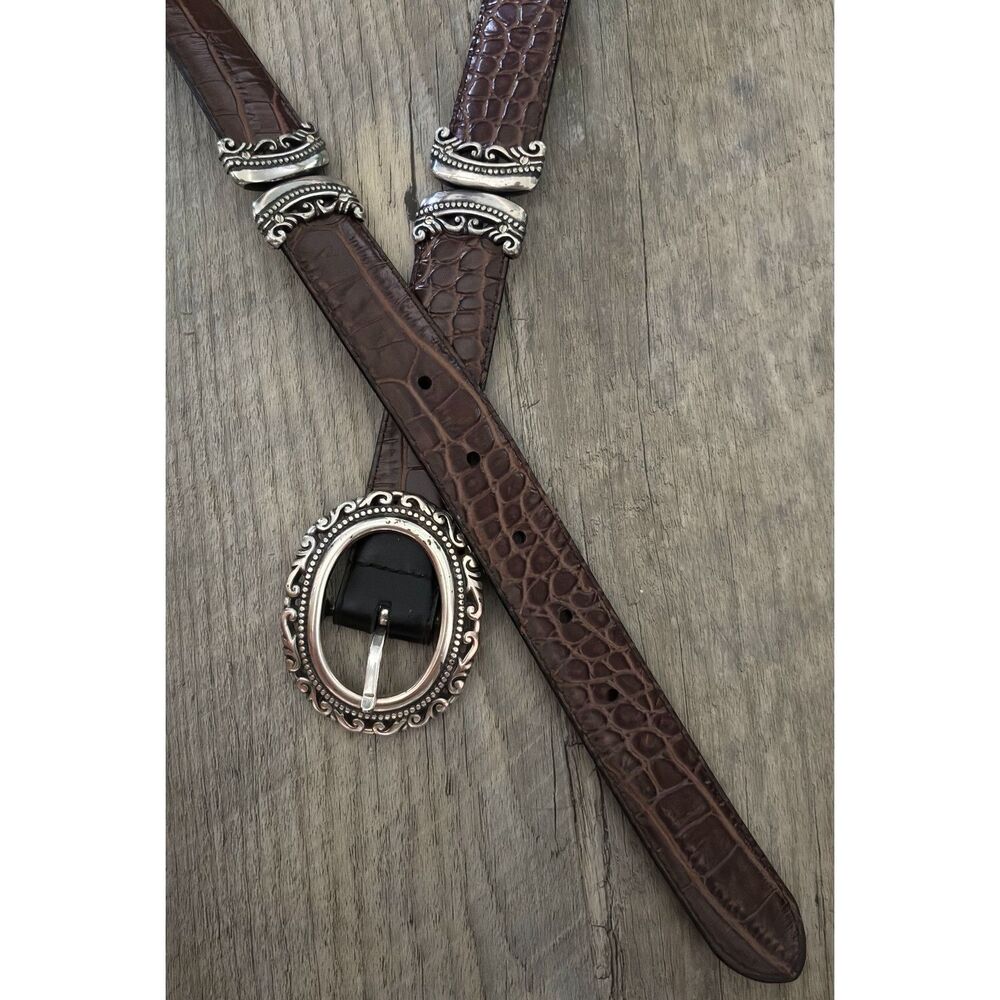 Vintage Brighton Brown & Black Reversible Leather Belt Size M 36" - Picture 7 of 7